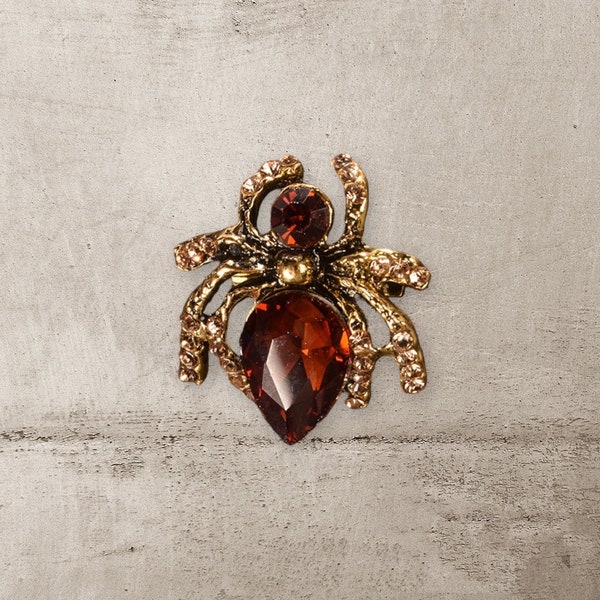 Beautiful Amber Color Sapphire Spider Brooch,  free velvet jewelry pouch included, Ready to Gift