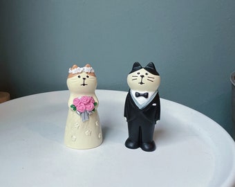 Katzen Hochzeit Figuren, 2er Set, Super süßes Katzen Brautpaar, Katzenliebhaber Figuren, Hochzeitsgeschenke