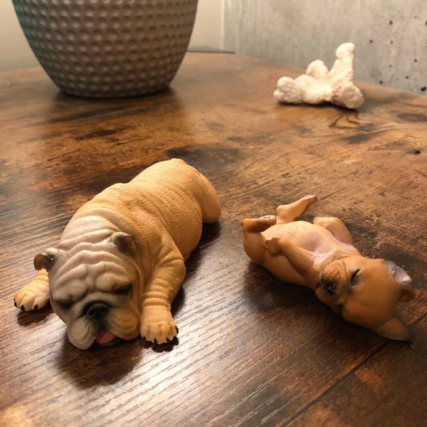 Bulldog Figurines, Set of 2,Bull Dog Figures, Mastiff Figure, Frenchie,  Big Bulldog Size 6"*2", Small One Size 3.5"*2.25"