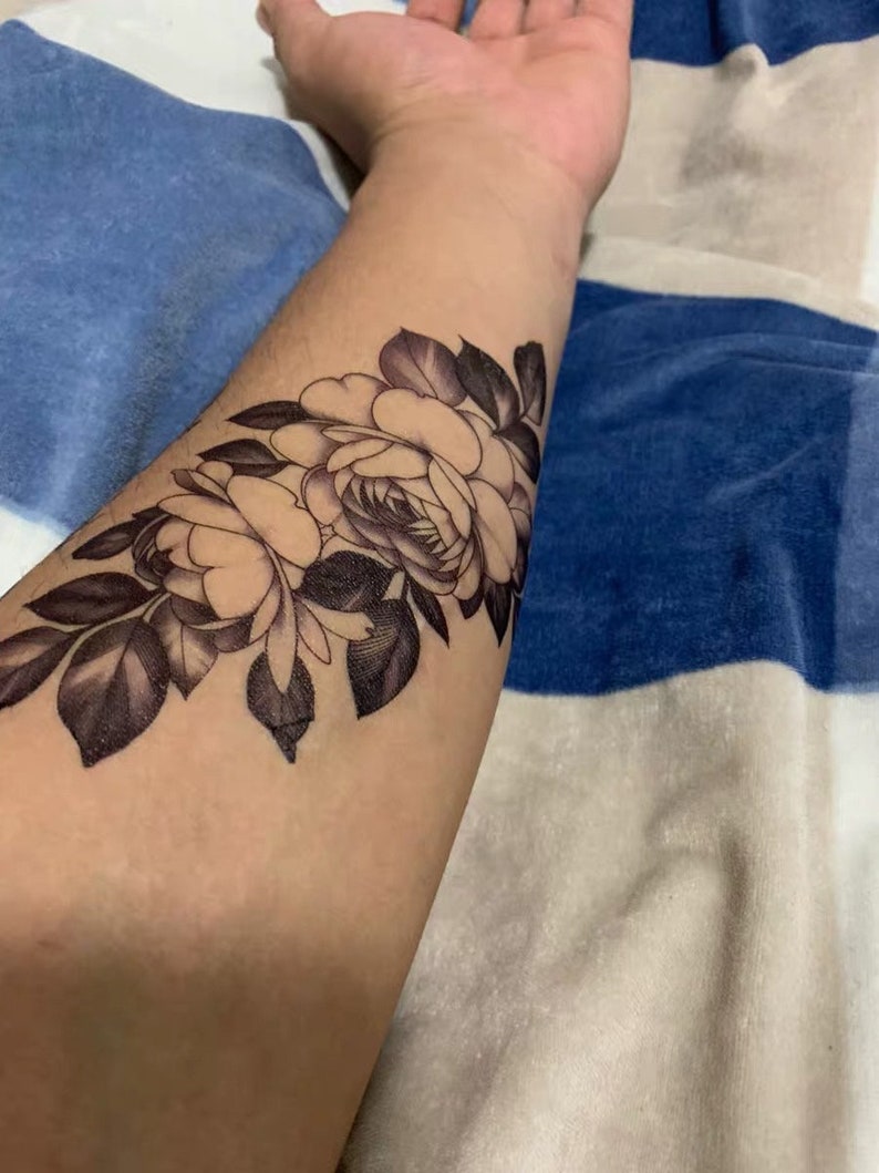Waterproof Tattoo, Peony Flower Tattoo image 2