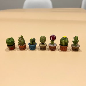 Miniature Succulents, Happy Cactus, Super Cute Cactus Miniatures, Succulent Figurines, Set of 7