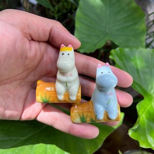 Porseleinen nijlpaardminiaturen, schattige nijlpaardbeeldjes, maat 1,8 * 1&quot;, nijlpaardfigurenset, geweldig cadeau!