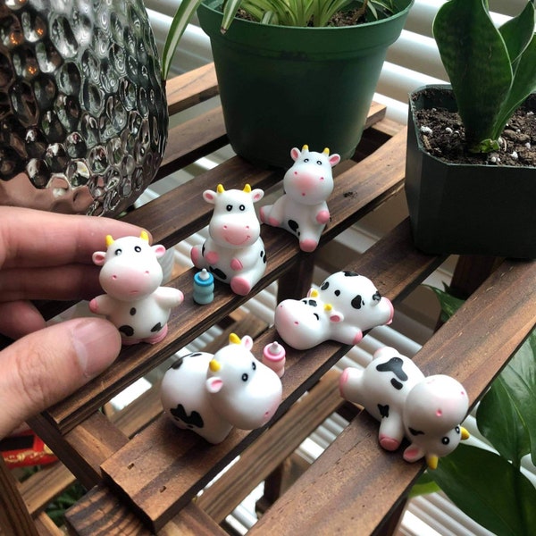 Super Cute Cow Figurines, 1.5" tall, Set of 6 pieces, Great Gift