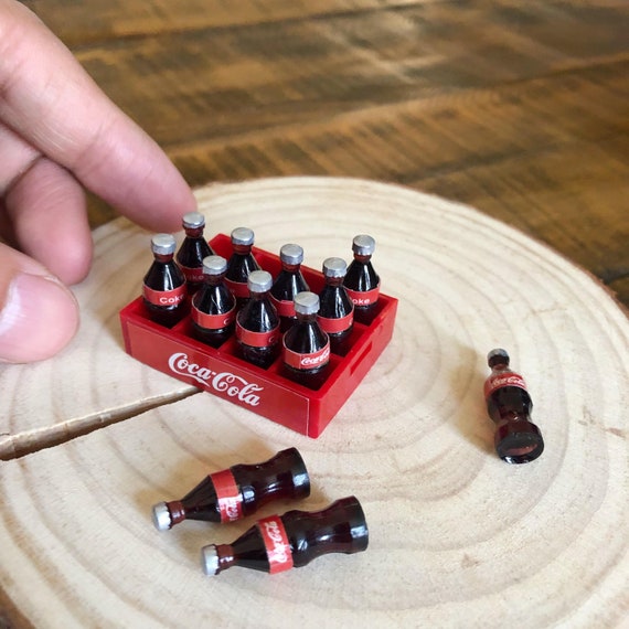 Mini Coke Bottles, Coca-Cola Bottles, 12 Bottles Miniature, PVC Made Miniatures