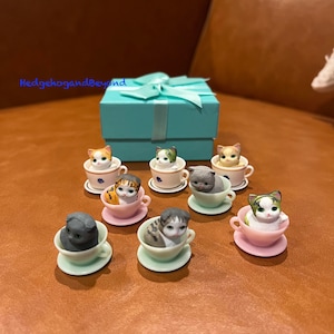 Super Cute Cat Miniatures, Cat Figurines, Teacup Cats, Cat Knick Knacks, Cup Cats, Set of 8pcs, 0.8&quot; Tall, with Gift Box