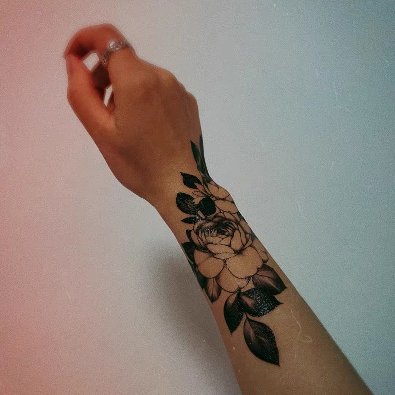 Waterproof Tattoo, Peony Flower Tattoo image 1
