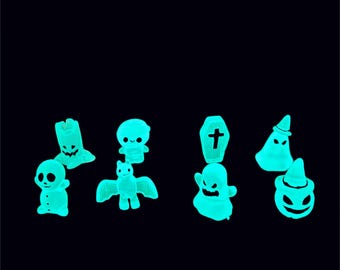 Décoration d'Halloween, lot de 8 petites figurines fantômes phosphorescentes ;  Citrouille, décorations fantômes des fêtes