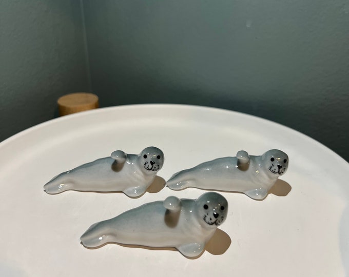 Super Cute Seal Figurines Porcelain Seal Figures Sea Lion Etsy