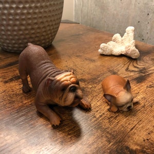 Bulldog Figurines, Set of 2, Bull Dog, Mastiff Figure, Big Bulldog Size 6&quot;*2&quot;, Small One Size 3.5&quot;*2.25&quot;