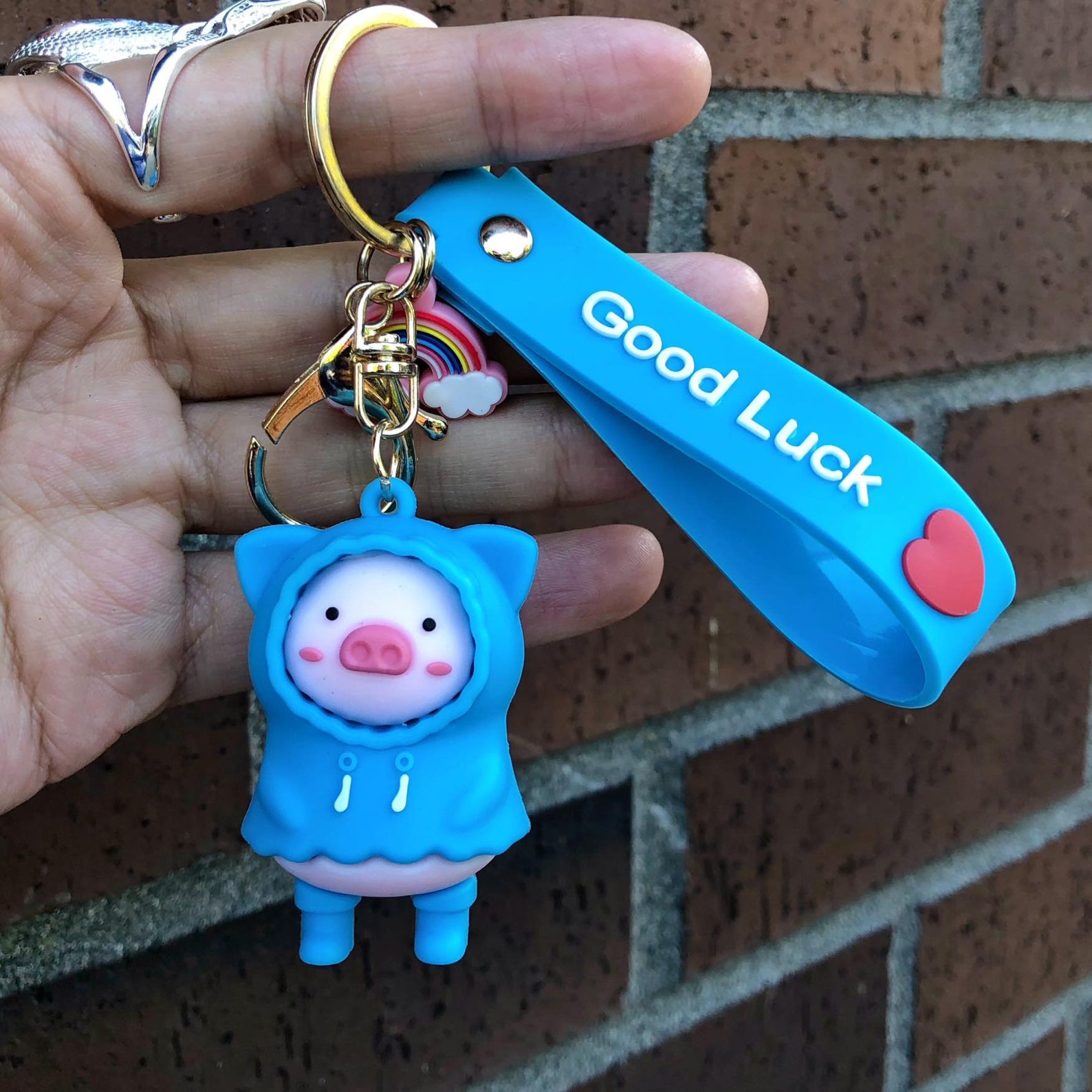 Adorable Pig Keychain Blue Color Get This Adorable Keychain Etsy