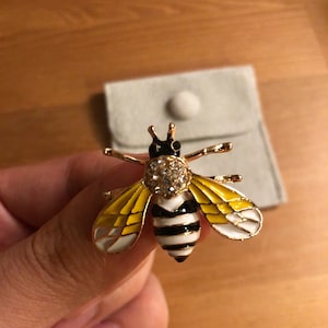 Honeybee Brooch; Bee Brooch with Giftable Velvet Pocket