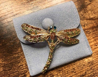 Beautiful Dragonfly Brooch, 2" X 2.75", Beautiful Pin, with Velvet Pouch, Ready to Gift