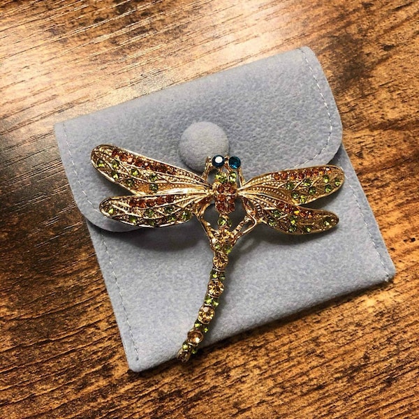 Beautiful Dragonfly Brooch, 2" X 2.75", Beautiful Pin, with Velvet Pouch, Ready to Gift