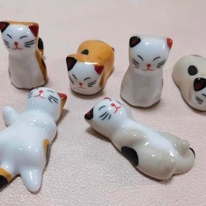 Cat Miniatures, Porcelain Kitty, Set of 6, Cat Figurines