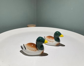 Porcelain Duck Miniatures , Cute Duck Figurines, Size 1.8*1*1.2&quot;, Duck Figures Set, Great Gift!