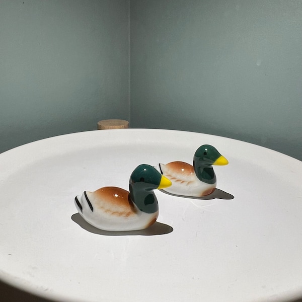 Porcelain Duck Miniatures , Cute Duck Figurines, Size 1.8*1*1.2", Duck Figures Set, Great Gift!