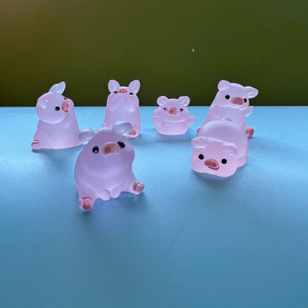 Lot de 6 petits cochons phosphorescents ; Figurines de cochon