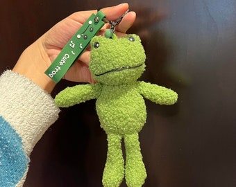 Froggy Plush Keychain - Green Stuffed Animal Charm (size 7")
