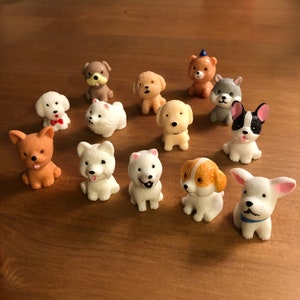 Cute Dog Miniatures, Set of 13, Desk Decorations, Puppy Resin Miniatures,1~1.5 Inches Tall