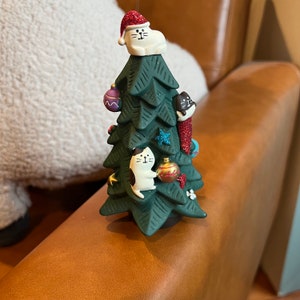 Christmas Tree Cat, Cat Figurine, Christmas Tree for Cat Owners, Cat Figure, Cat Miniature, Knick Knack ( Size: 5” Tall)