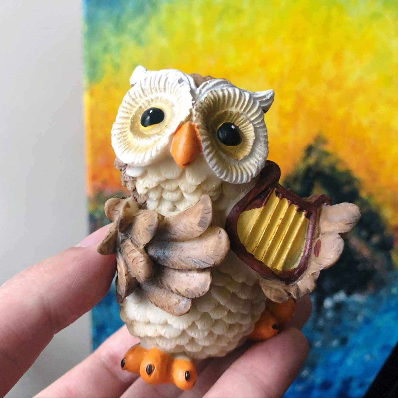 Owl Musician Figurine Owl Figurine Home and Garden Etsy