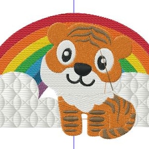 Cartoon Tiger in the Clouds Embroidery Design dst exp hus Embroidery Files Digital