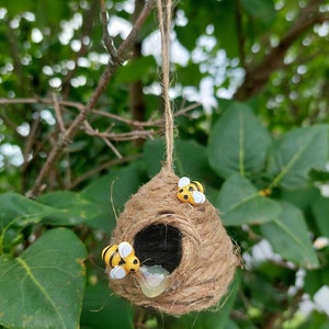 Jute Bee Hive ornament, skep hive, bee ornament, Christmas ornaments, save the bees image 3