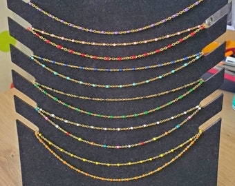 Gouden roestvrijstalen hars kralen ketting 36,40,45,50,60cm -Korte kralen choker ketting -Fijne damesketting -Emaille ketting -Zomer ketting