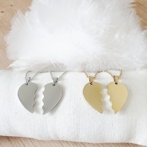 Broken heart necklaces - Couple necklace - Friendship necklace - Best friend necklace - Gold or silver stainless steel necklace