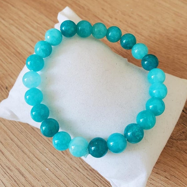 Bracelet Amazonite - Bracelet bleu pierre naturelle - Bracelet anti stress - Bracelet personnalisé homme/femme - Pierre semi précieuse