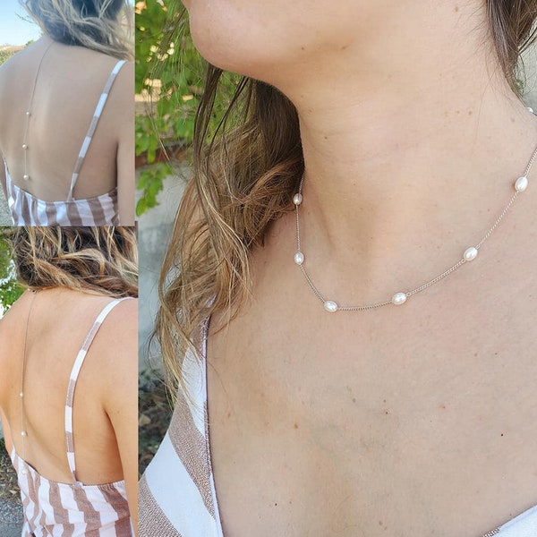 Collier mariage perle - Collier de dos mariage - Collier nacre blanc - Collier mariage femme - Cadeau femme - Cadeau maman - Pour elle