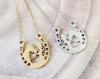Silver/Gold Stainless Steel Horseshoe Necklace - Children's Birthday Gift - Horse Necklace for Women and Children (Girls/Boys) - Horse Jewelry