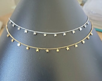 Gouden of zilveren roestvrijstalen sterketting - Fijne ketting voor dames en meisjes - Verjaardagscadeau-idee - Damesster-sieraden