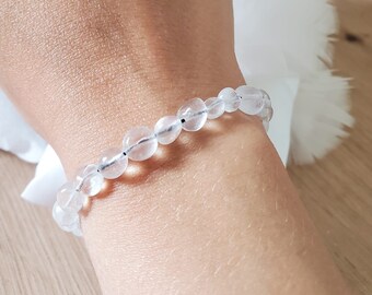 Bracelet Cristal de roche -Bracelet coulissant femme/homme - Bracelet pierre naturelle semi précieuse lithothérapie -Bracelet macramé pierre