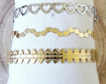 Gold/silver stainless steel cuff bracelet - Women's bangle bracelet - Thin gold/silver bracelet - Women's birthday gift - Mom's gift