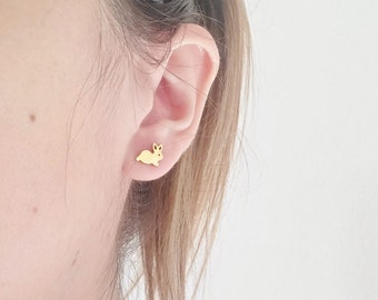 Gold/Silver Stainless Steel Rabbit Earrings - Small Stud Earrings - Gold/Silver Animal Earrings for Girls
