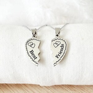 Best friend necklace - Friendship necklace - Best friend necklace - Broken heart necklaces - Silver stainless steel heart necklace