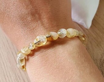 Bracelet Citrine - Bracelet coulissant femme/homme - Bracelet pierre naturelle semi précieuse lithothérapie - Bracelet macramé pierre