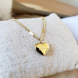 Heart necklace - Women&#39;s gift idea - Gold stainless steel necklace - Birthday gift - Mom gift - Lover&#39;s gift - Heart pendant