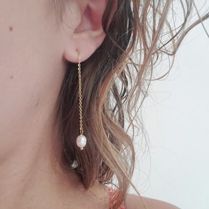 Wedding earrings - Mother-of-pearl earrings - Pearl dangling earrings - Gold/silver stainless steel earrings