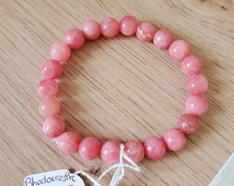 Bracelet Rhodochrosite pierre naturelle 8mm - Bracelet anti stress - Bracelet ménopause - Bracelet élastique personnalisé femme et homme