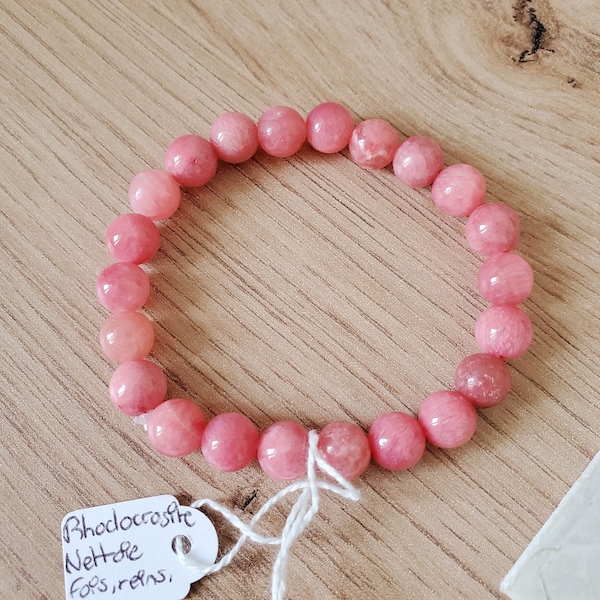 Rhodochrosite natural stone bracelet 8mm - Anti stress bracelet - Menopause bracelet - Personalized elastic bracelet for women and men