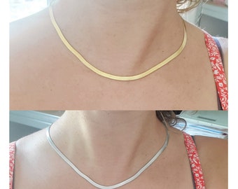 Gold/silver stainless steel serpentine chain - Snake mesh chain - Short gold/silver choker necklace for women - Birthday gift