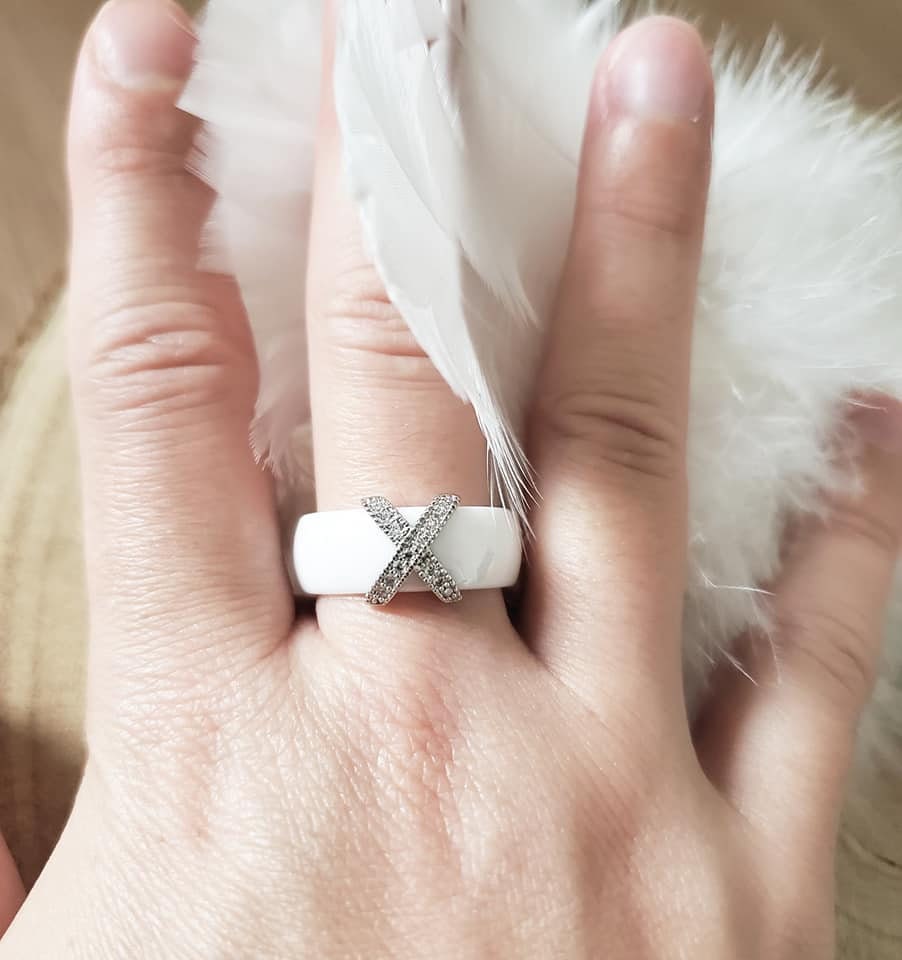Bague Céramique Et Acier Noir Argent Avec Zircon - Taille 54 (USA 7) - Alliance - Neuf Avec étiquettes