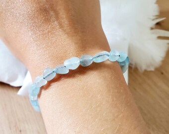 Bracelet Aigue marine - Bracelet coulissant femme/homme - Bracelet pierre naturelle semi précieuse lithothérapie - Bracelet macramé pierre