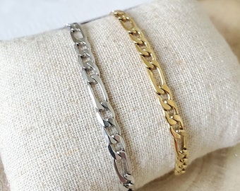 Figaro bracelet in gold or silver stainless steel - Chain bracelet for men and women - Gift idea for men - Gift for dad - Birthday gift