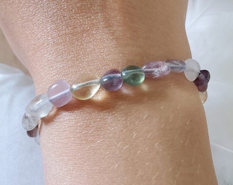 Bracelet Fluorite - Bracelet coulissant femme/homme -Bracelet pierre naturelle semi précieuse lithothérapie -Bracelet macramé pierre -Cadeau