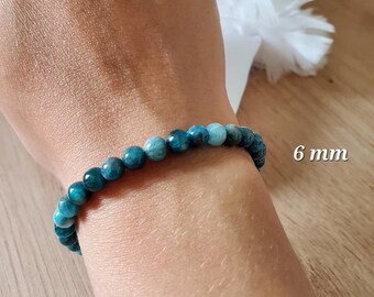 Bracelet Apatite bleue -Bracelet coulissant femme/homme -Bracelet pierre naturelle semi précieuse lithothérapie -Bracelet macramé pierre 6mm