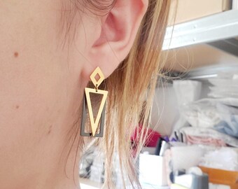 Diamantohrringe aus Edelstahl - Moderne baumelnde Ohrringe - Geometrische Ohrringe - Geburtstagsgeschenk