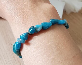 Bracelet Apatite bleue - Bracelet coulissant femme/homme - Bracelet pierre naturelle semi précieuse lithothérapie - Bracelet macramé pierre